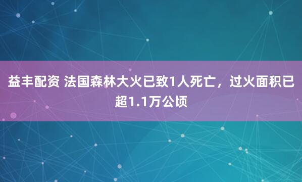 益丰配资 法国森林大火已致1人死亡，过火面积已超1.1万公顷