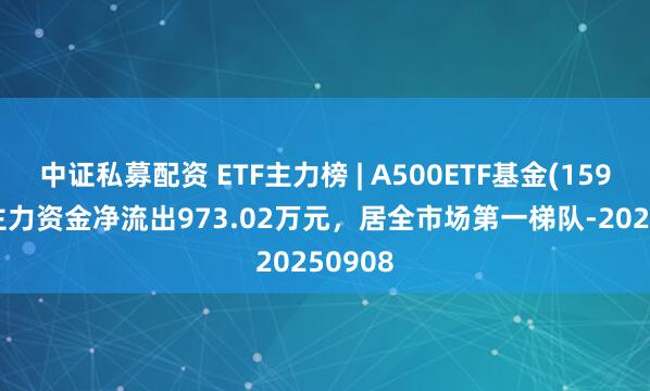 中证私募配资 ETF主力榜 | A500ETF基金(159356)主力资金净流出973.02万元，居全市场第一梯队-20250908